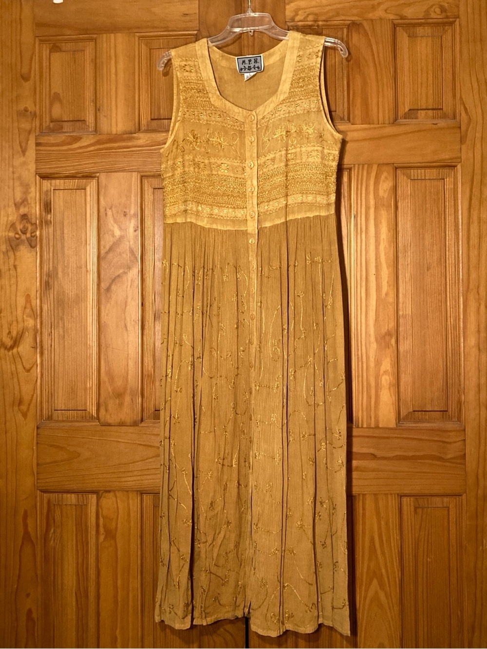 NWOT M.P.H Vintage 80s 90s Dress Sleeveless Maxi Yellow Size L Large